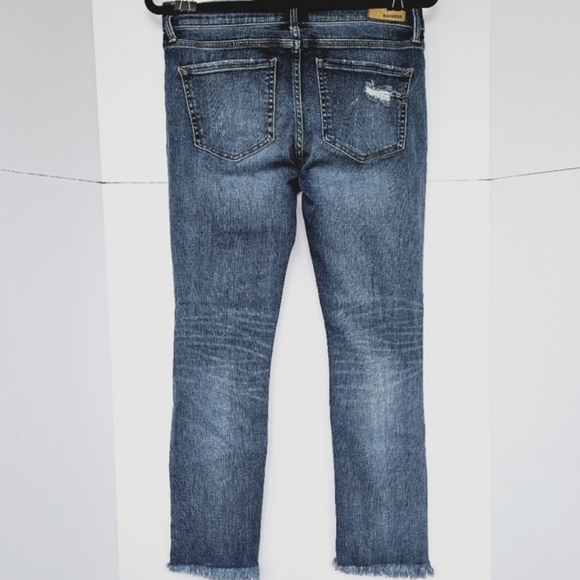 Express Wmns Skinny Ankle Mid-rise Stretch Ripped Raw-Hem Medium Wash Jeans Sz4R - Picture 9 of 12